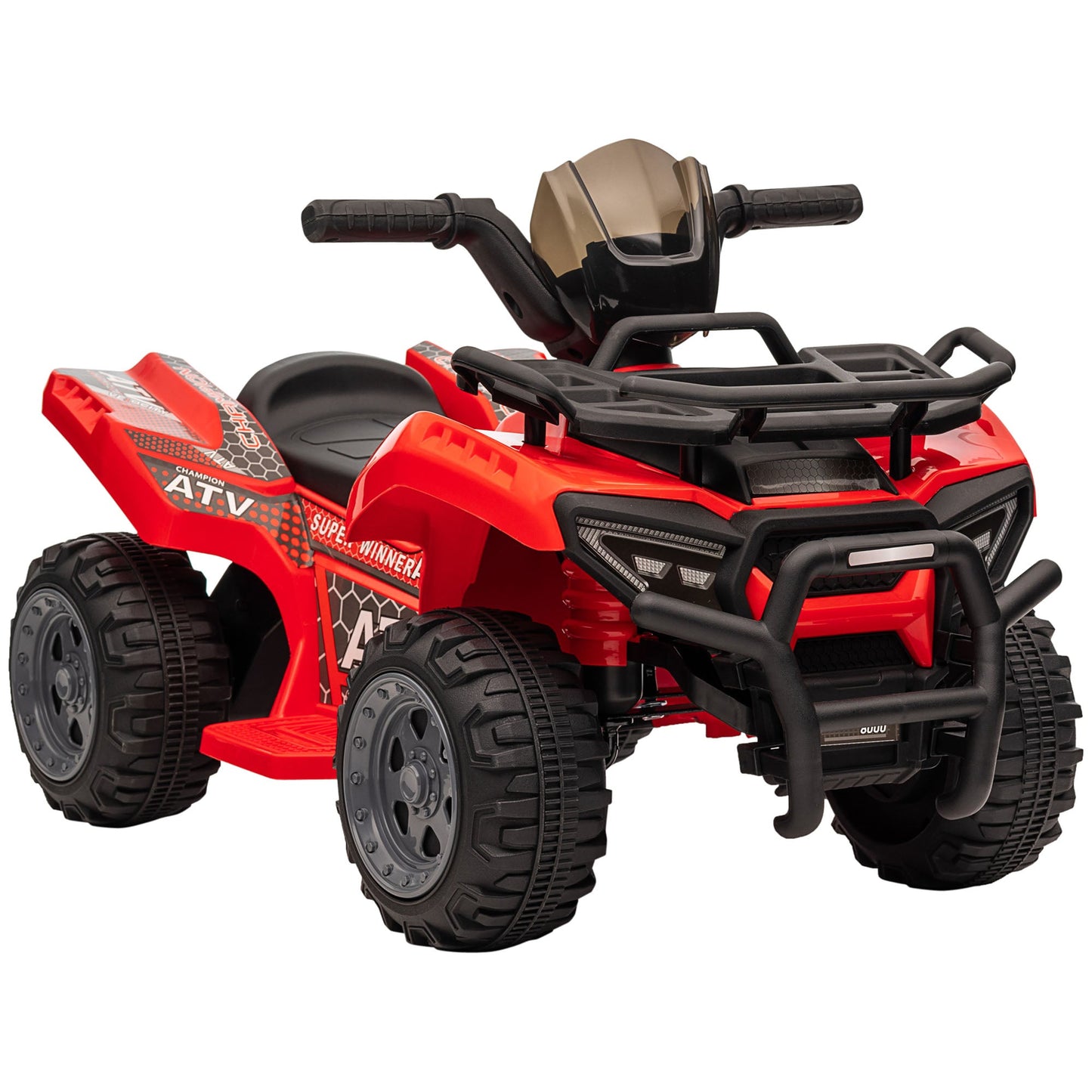 PlayPatch™ Kids Ride-on Four Wheeler ATV Car with Real Working Headlights, 6V Battery Powered Motorcycle for 18-36 Months, Red