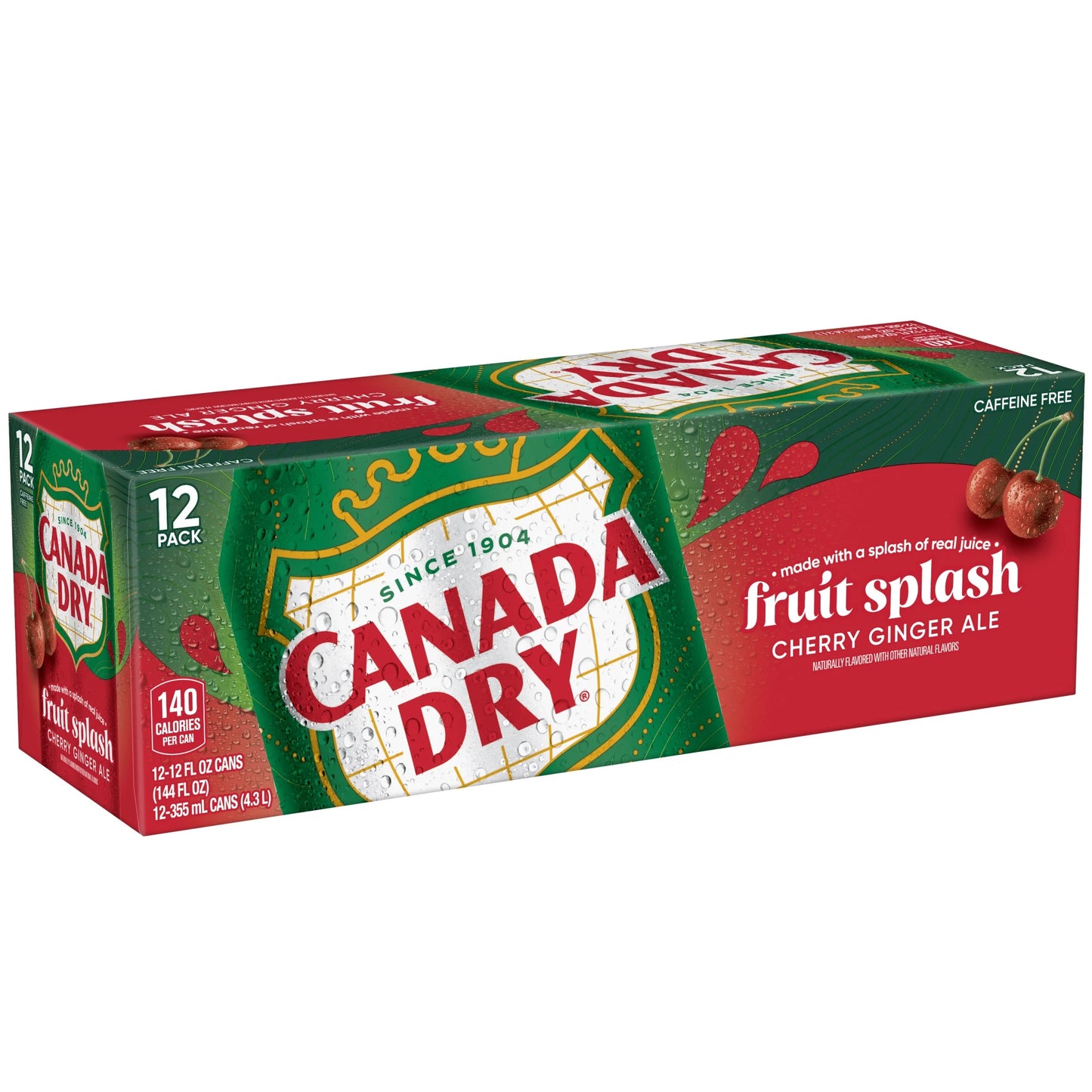 Caffeine Free Fruit Splash Cherry Ginger Ale Soda Pop, 12 Fl Oz, 12 Pack Cans