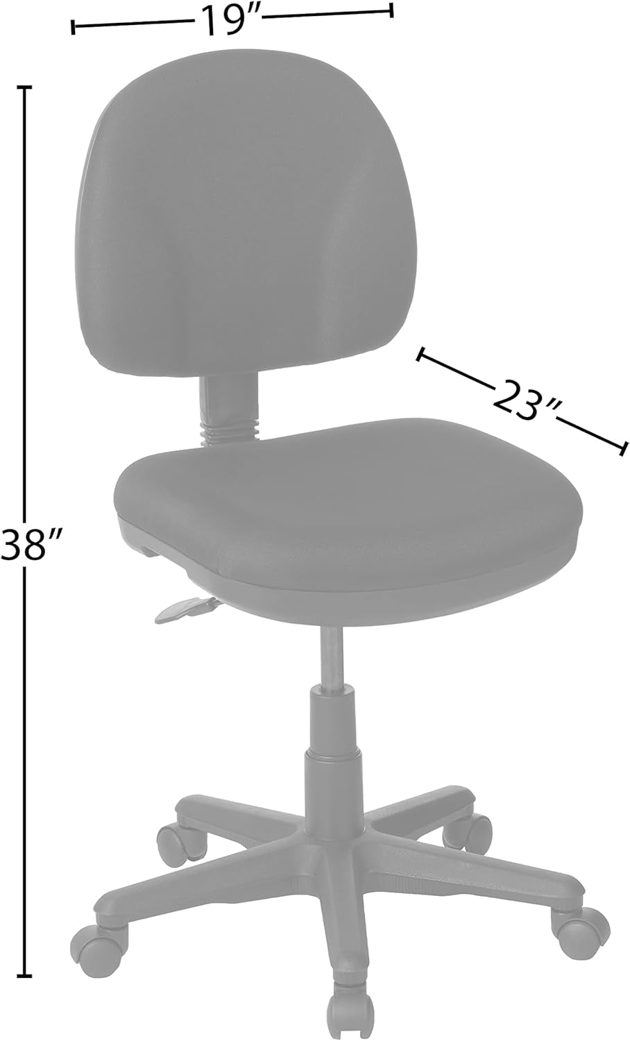 Office Star Pneumatic Sculptured Office Task Chair with Thick Padded Seat and Built-In Lumbar Support, Black