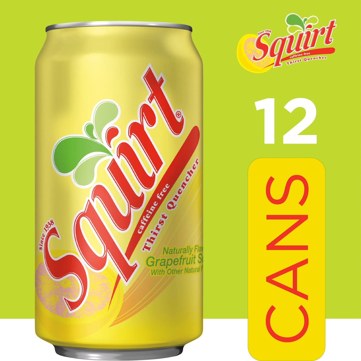 PR Caffeine Free Grapefruit Soda Pop, 12 Fl Oz, 12 Pack Cans