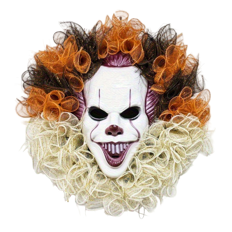 Everyday Festive™ Halloween Joker Mask Wreath Horror Party Decor