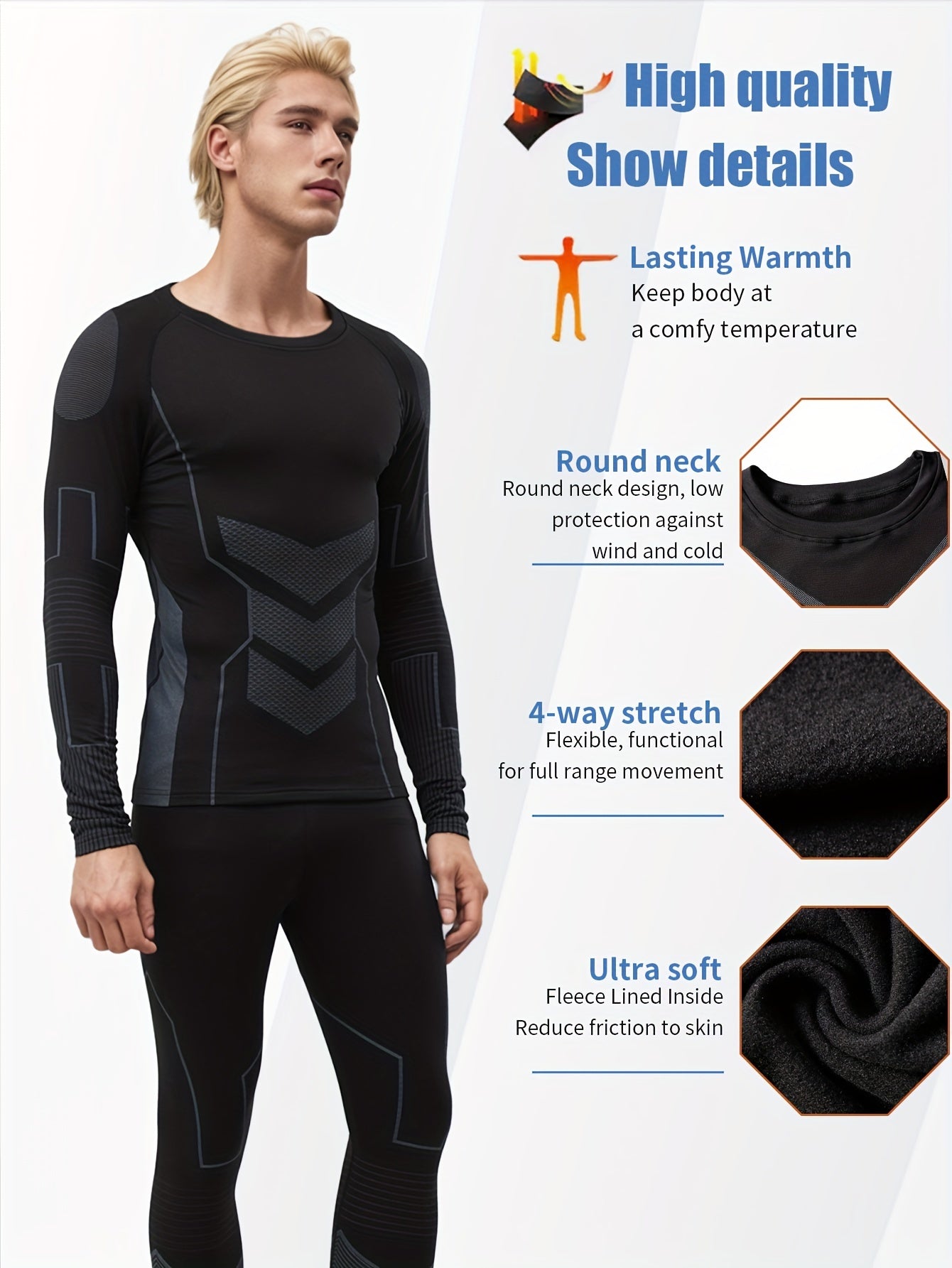 Men's Thermal Full Sleeve Underwear Set-4