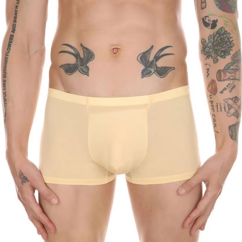 Men's Boxer Briefs Ice Silk Underwear Cup Combination U Convex Sexy