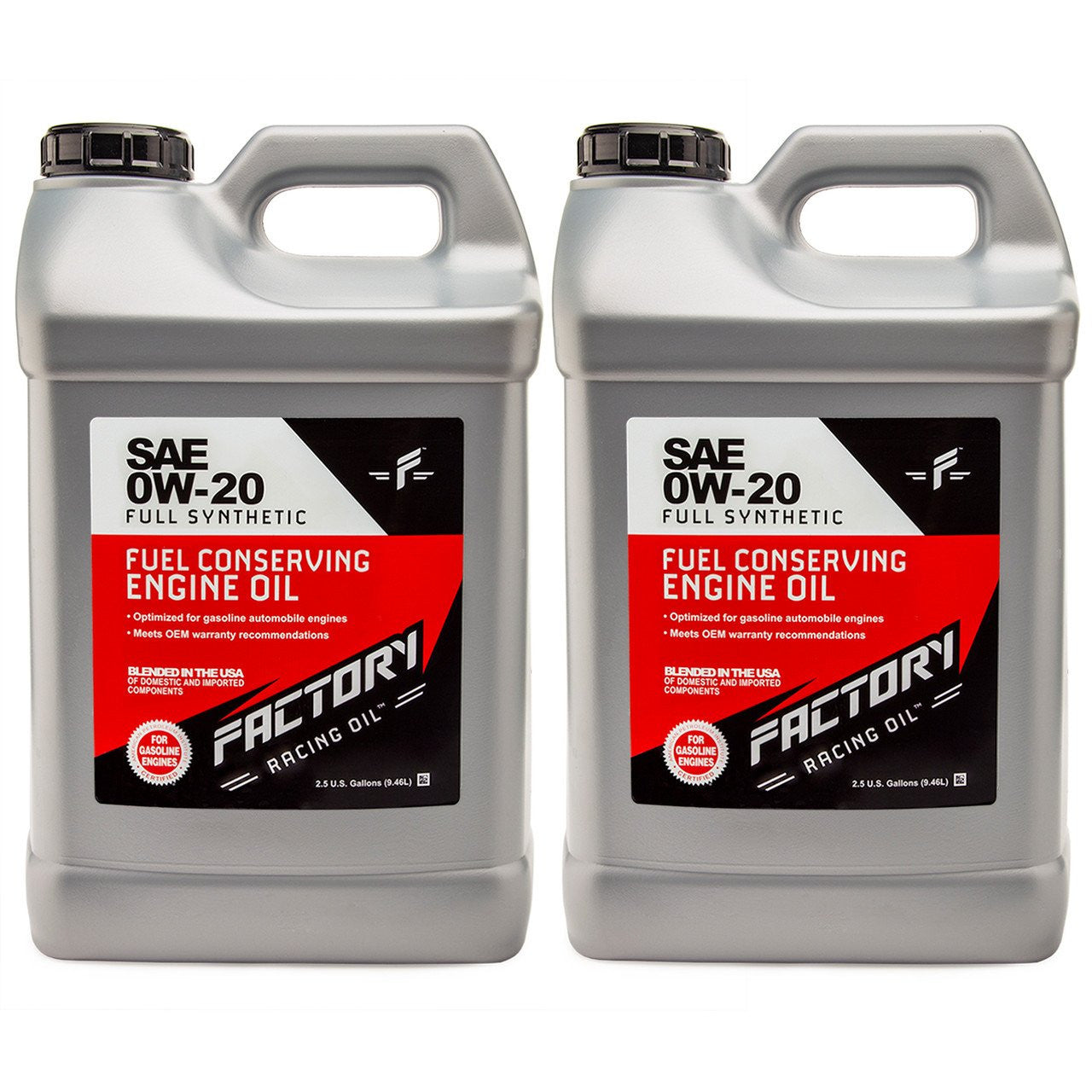 Factory Racing Oil SAE 0W-20 Full Synthetic Fuel Conserving Engine Oil - API SP ILSAC GF-6A - 5 Gallon (2x2.5 Gal)