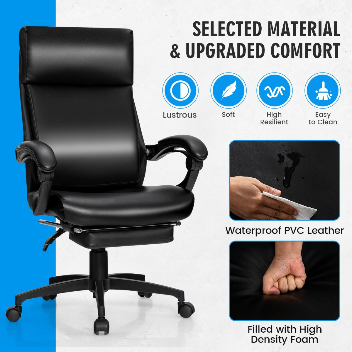 NNECW Ergonomic Executive Office Chair with Retractable Footrest for Office