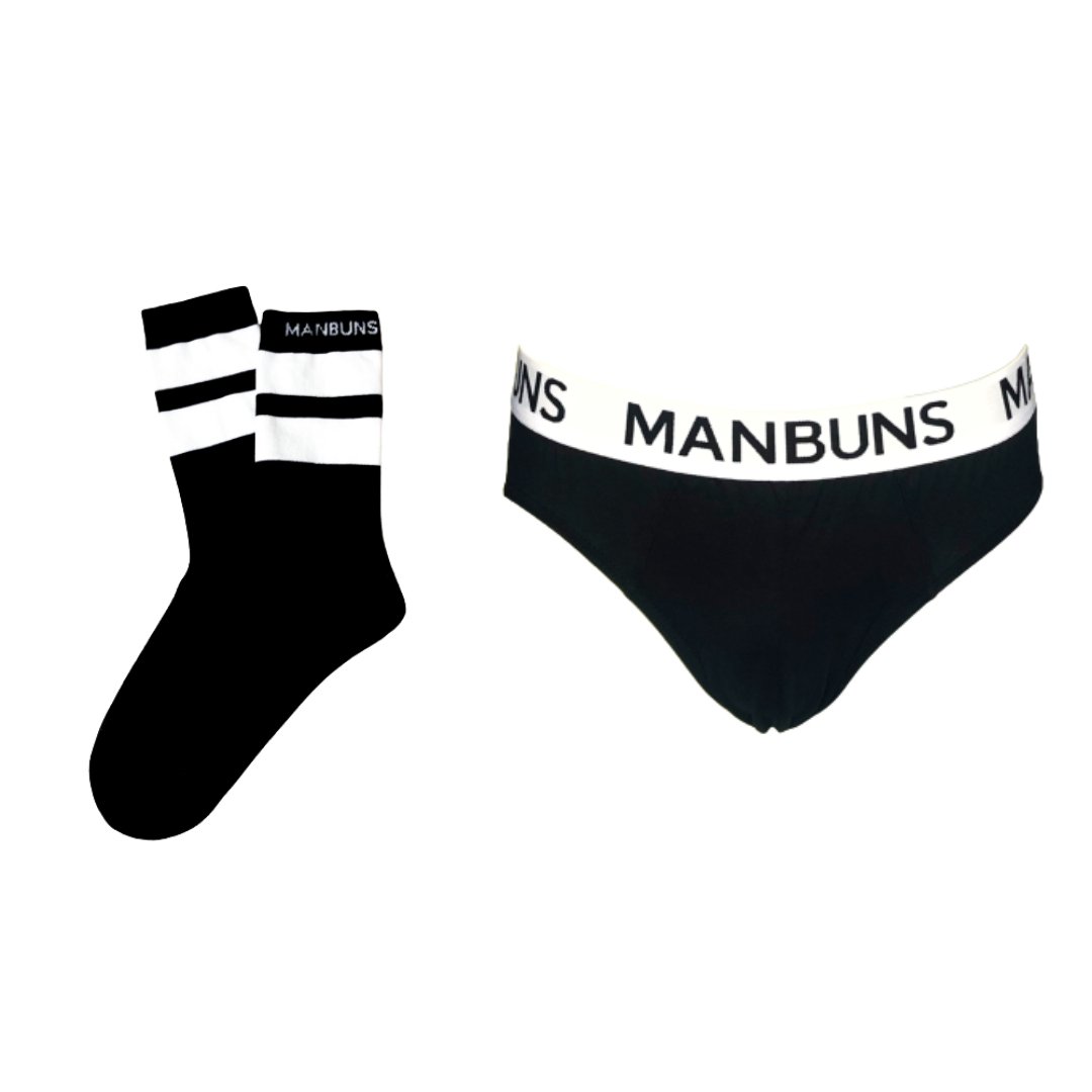 Men's Classic Black Brief Underwear and Sock Set-0