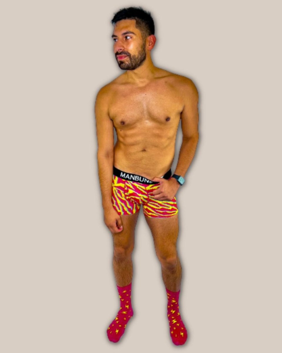 Men's Electric Zebra Boxer Trunk Underwear with Pouch and Sock Set-1