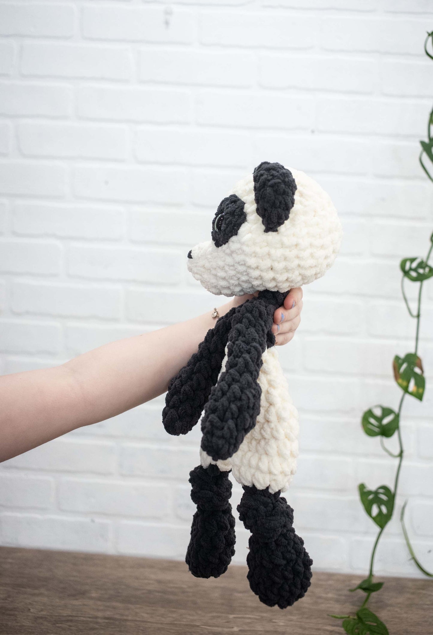 Panda Bear Lovey, Panda Stuffed Animal, Crochet Black and White Panda Snuggler-3