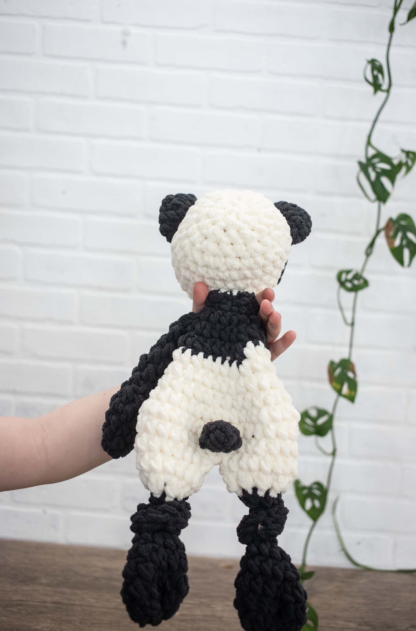 Panda Bear Lovey, Panda Stuffed Animal, Crochet Black and White Panda Snuggler-4