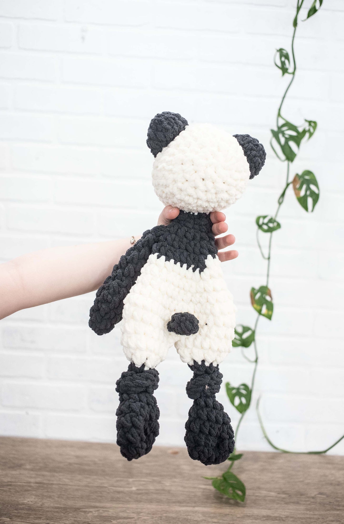 Panda Bear Lovey, Panda Stuffed Animal, Crochet Black and White Panda Snuggler-2