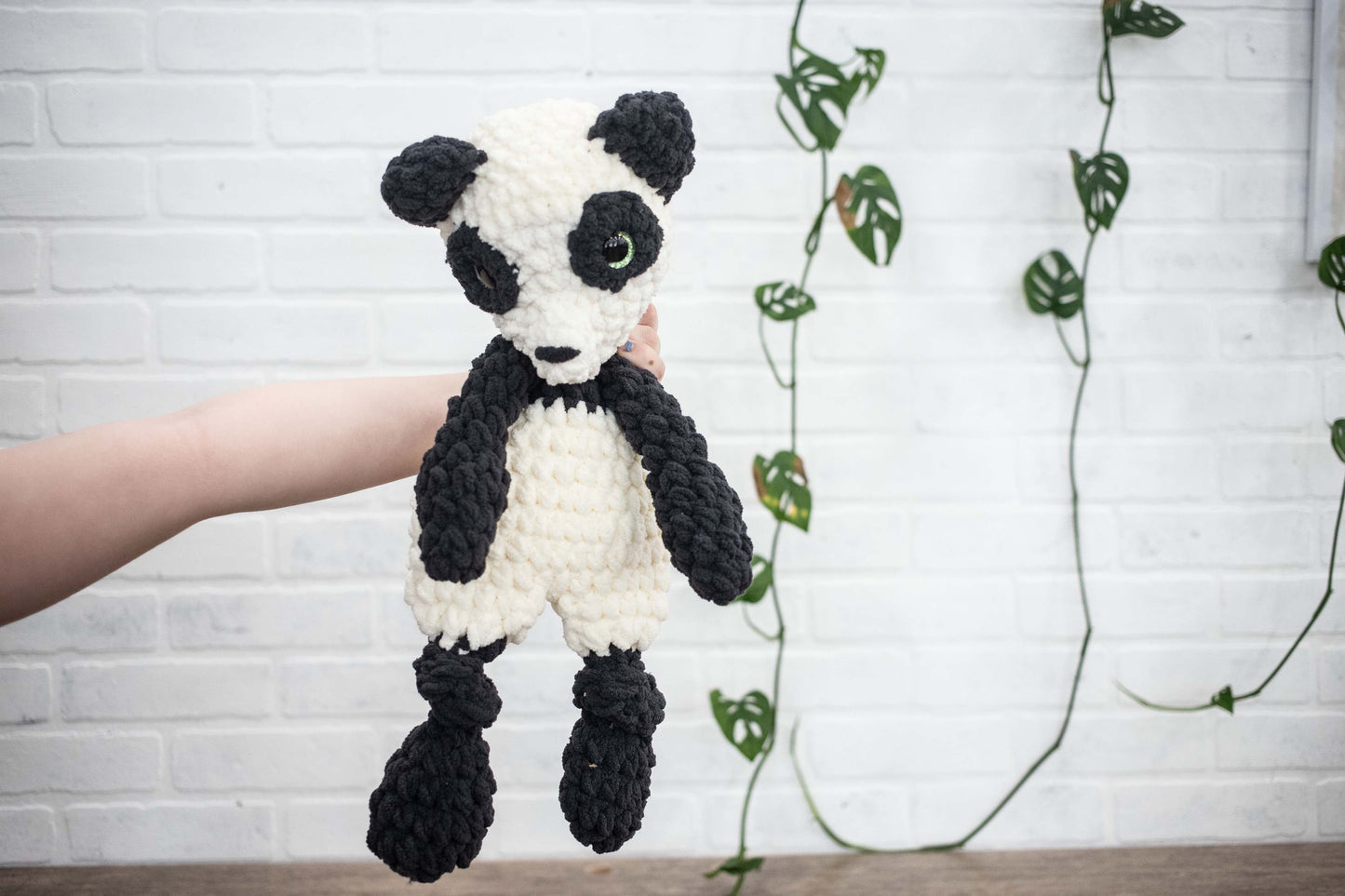 Panda Bear Lovey, Panda Stuffed Animal, Crochet Black and White Panda Snuggler-1