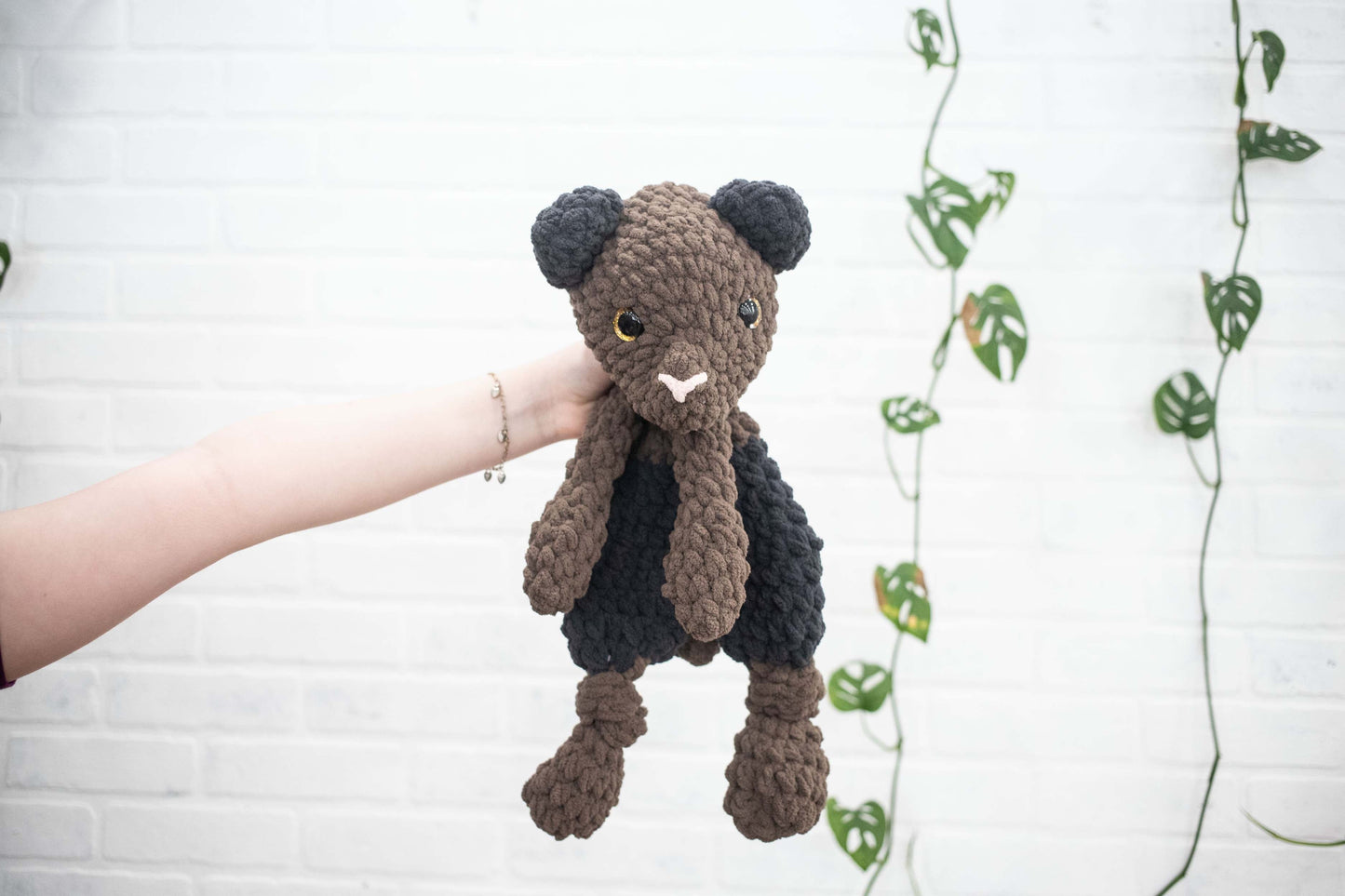 Teddy Bear Lovey, Bear Stuffed Animal, Crochet Teddy Bear Snuggler-1