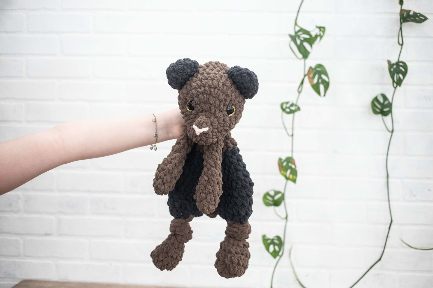 Teddy Bear Lovey, Bear Stuffed Animal, Crochet Teddy Bear Snuggler-2