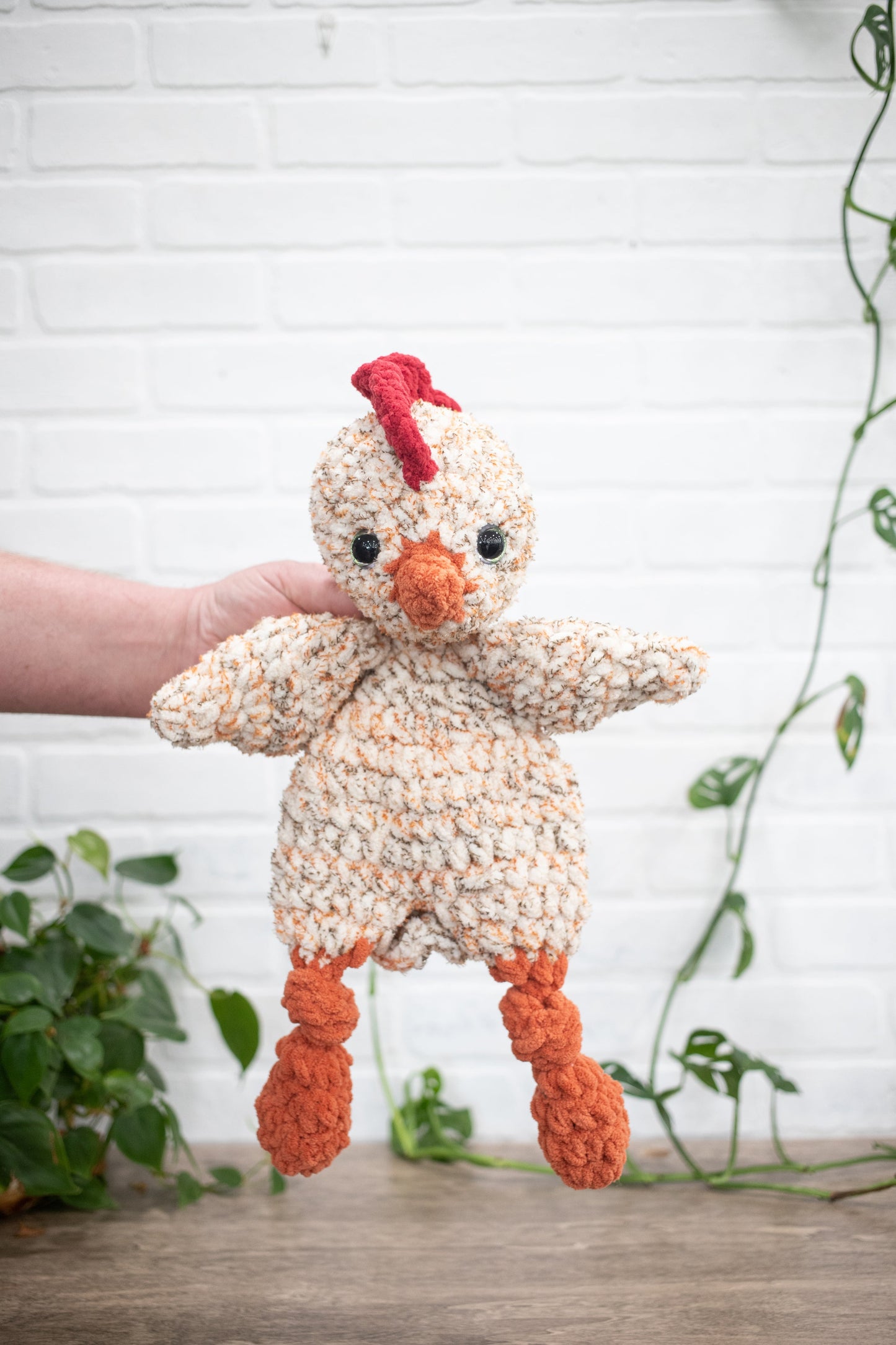 Chicken Lovey, Rooster Stuffed Animal, Crochet Chicken Snuggler-1