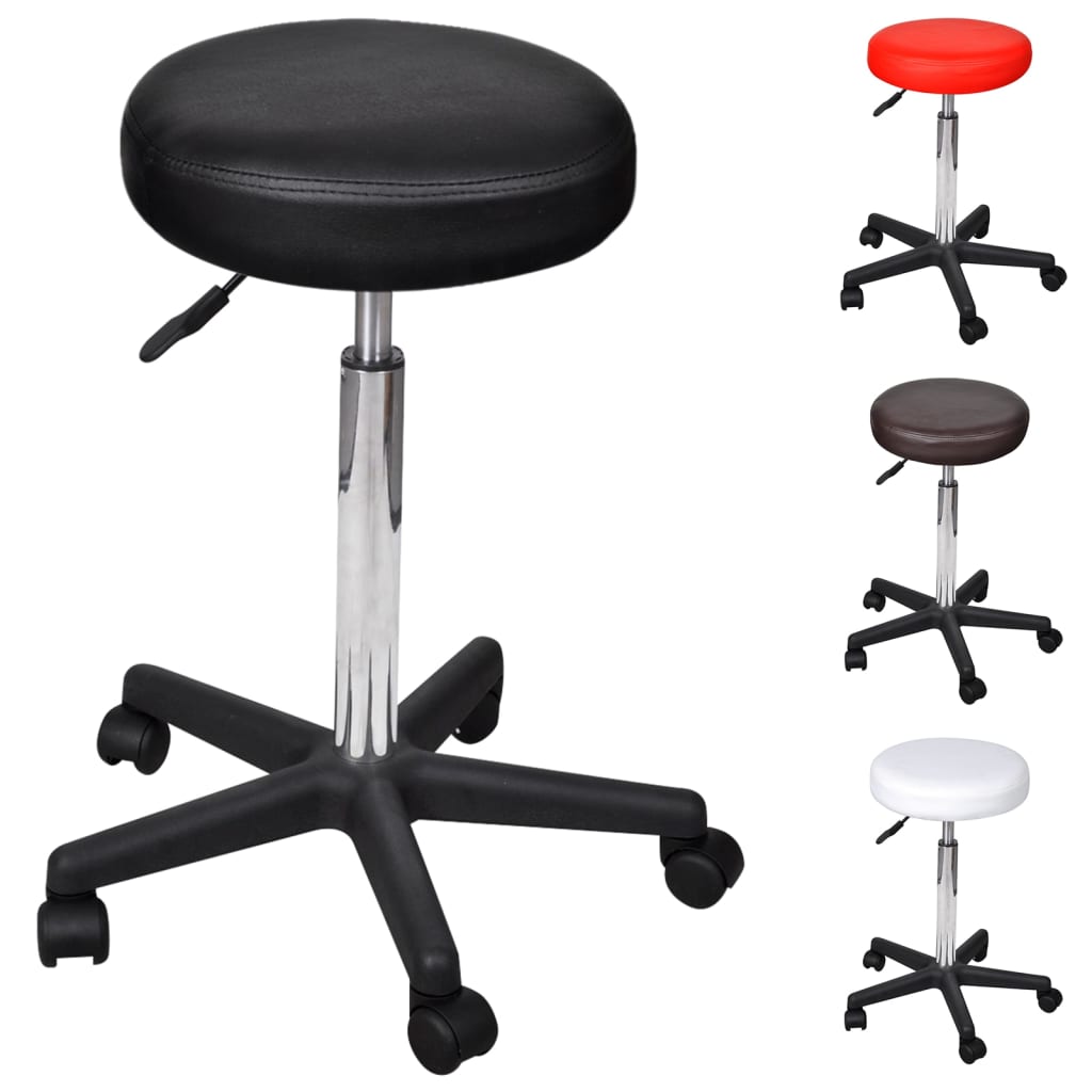 vidaXL Office Chair Swivel Rolling Stool with Wheels for Office Faux Leather