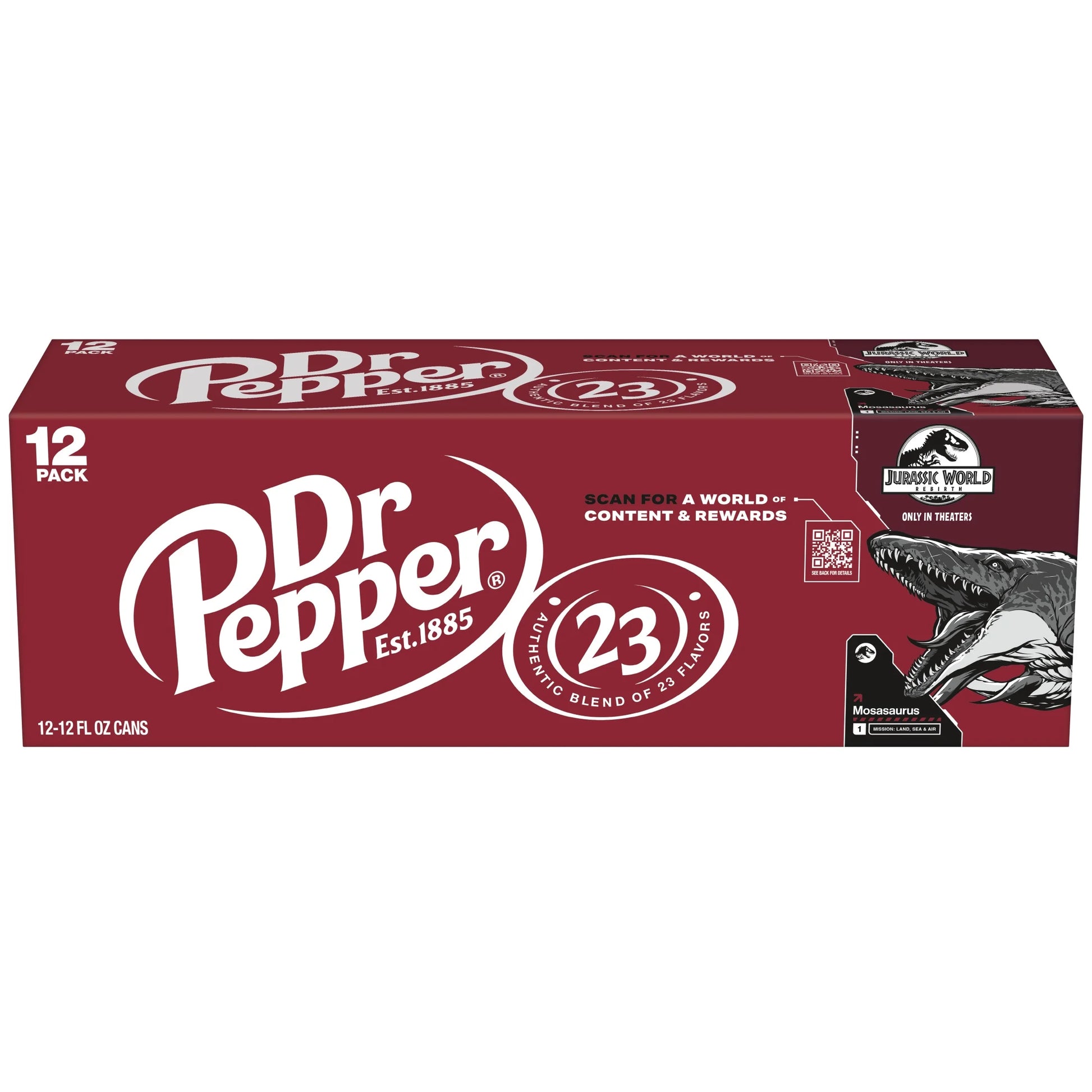 Dr Pepper Soda Pop, 12 Fl Oz, 12 Pack Cans, Jurassic World Rebirth Limited Edition