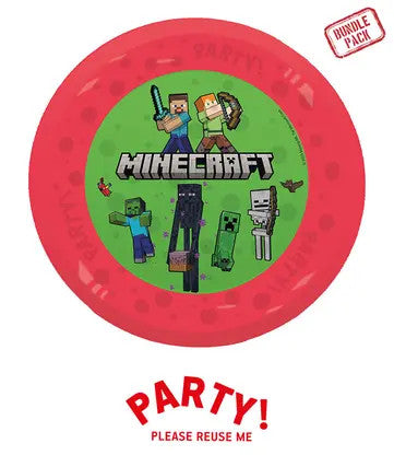 Everyday Festive™ 4pcs reusable party plates 21cm MINECRAFT