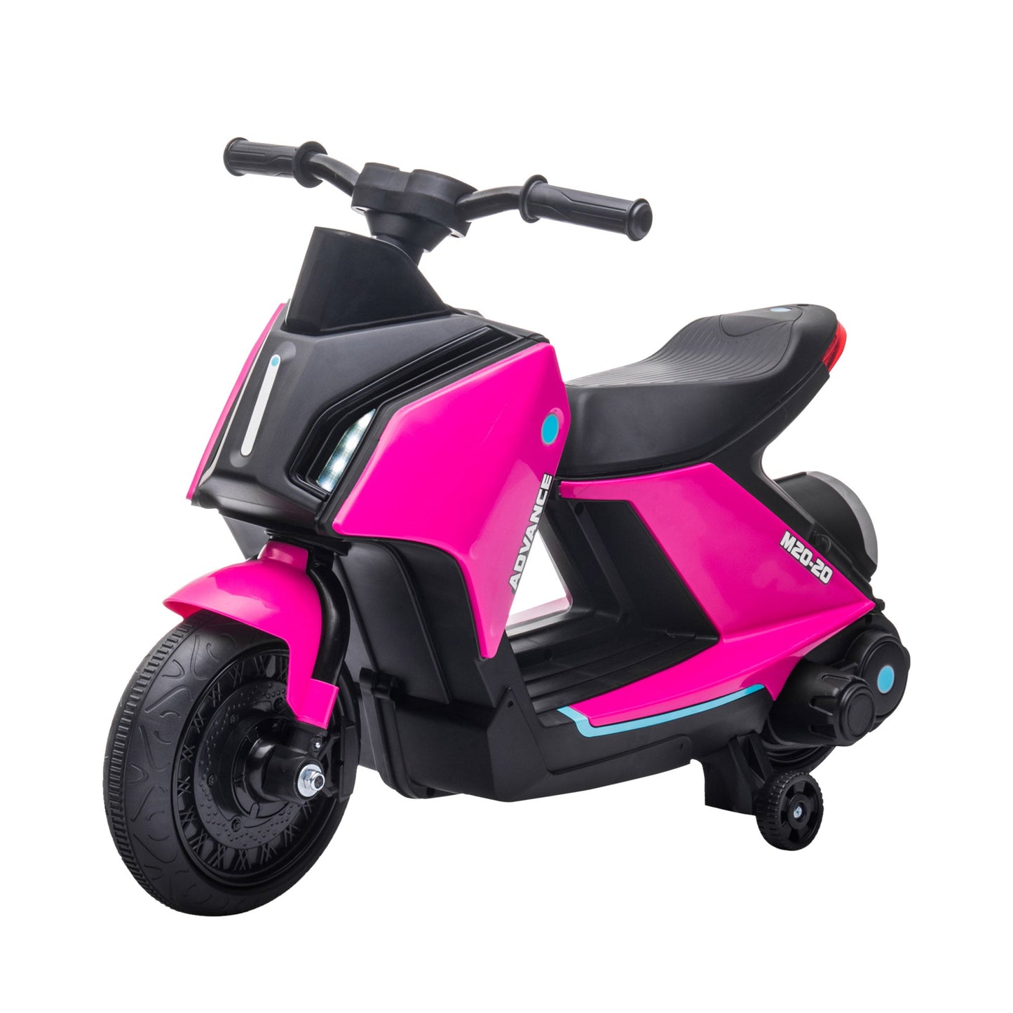 PlayPatch™ 6V Kids Electric Motorbike Ride On Toy w/ Music Headlights Safety Training Wheels for Girls Boy 2-4 Years Pink