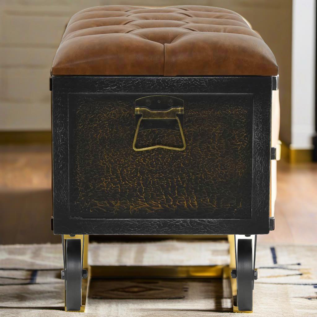 Stylish Solid Wood Storage Bench with Faux Leather Upholstery - 80.5x40cm-3