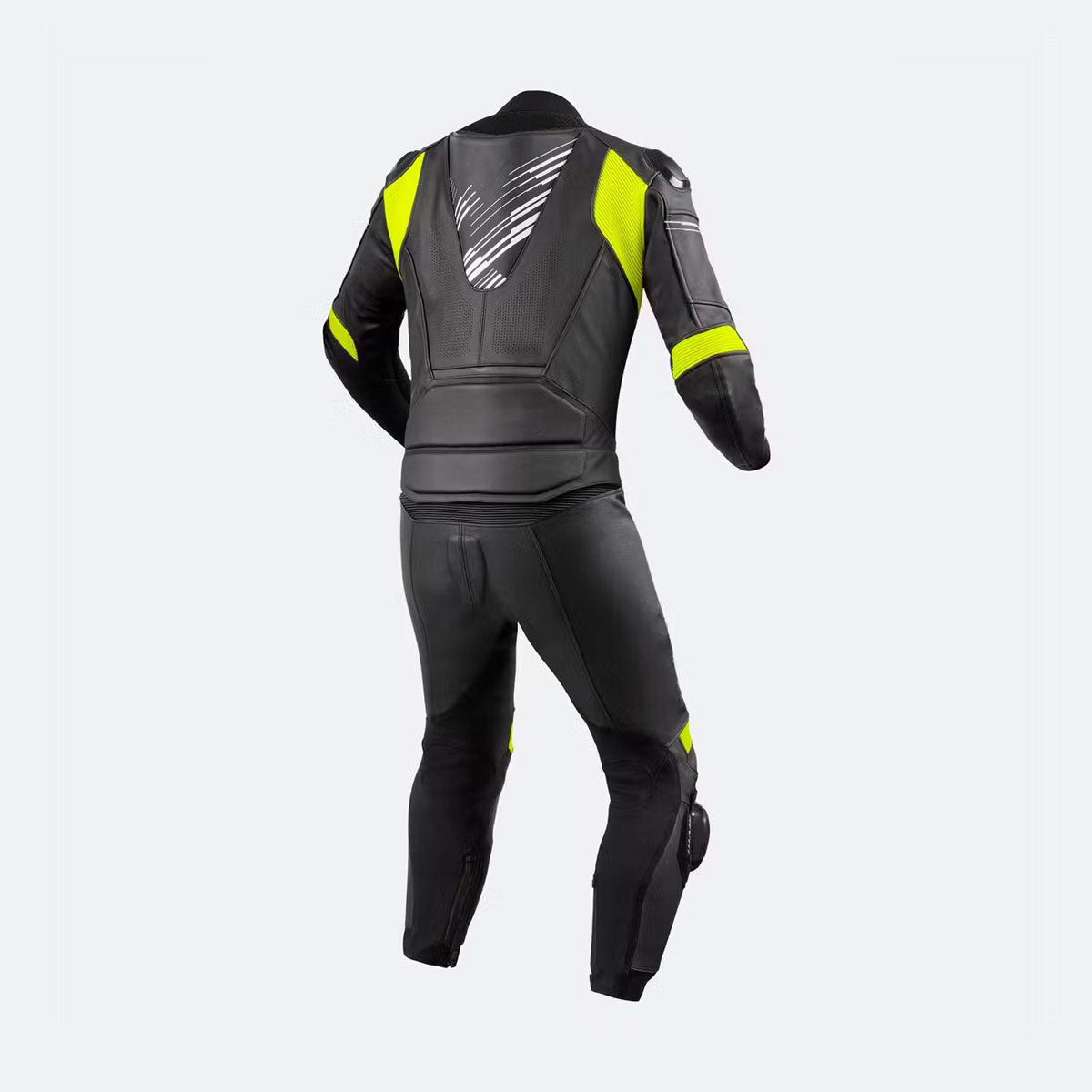 NeonFlash Black Leather Biker Suit