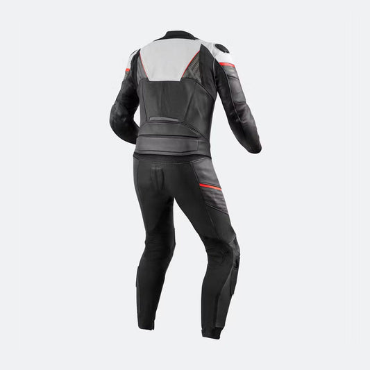 FlashStrike Black & White Leather Biker Suit