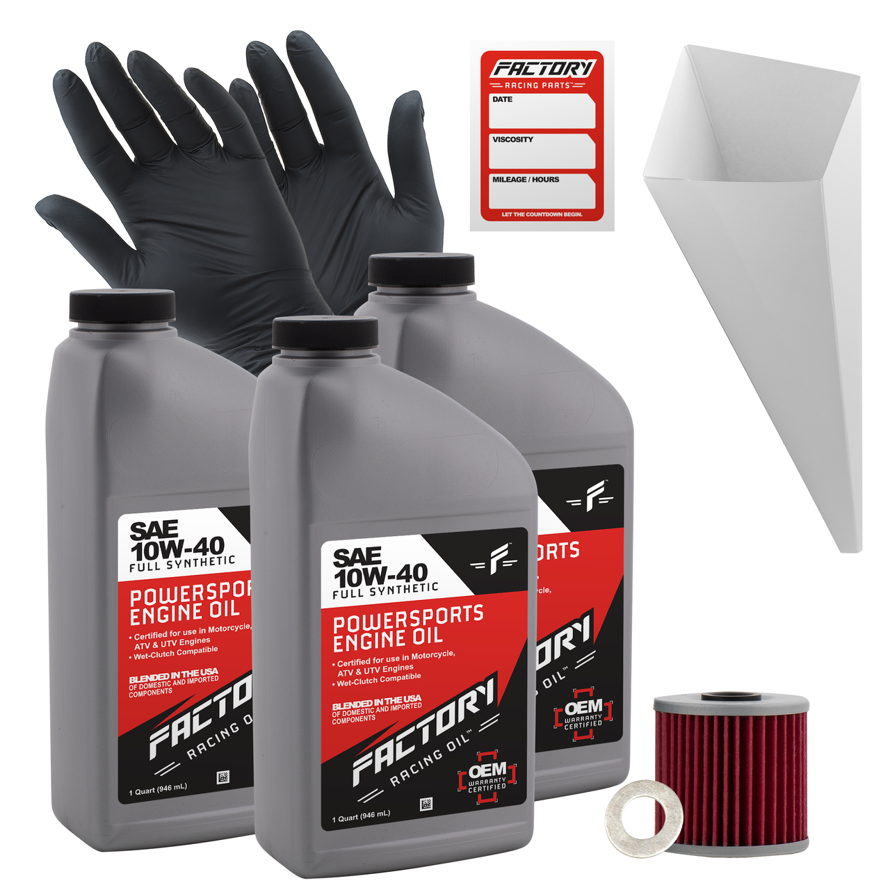 10W-40 Full Synthetic 3 Quart Oil Change Kit For Kawasaki KL650A/C, KL650B Tengai