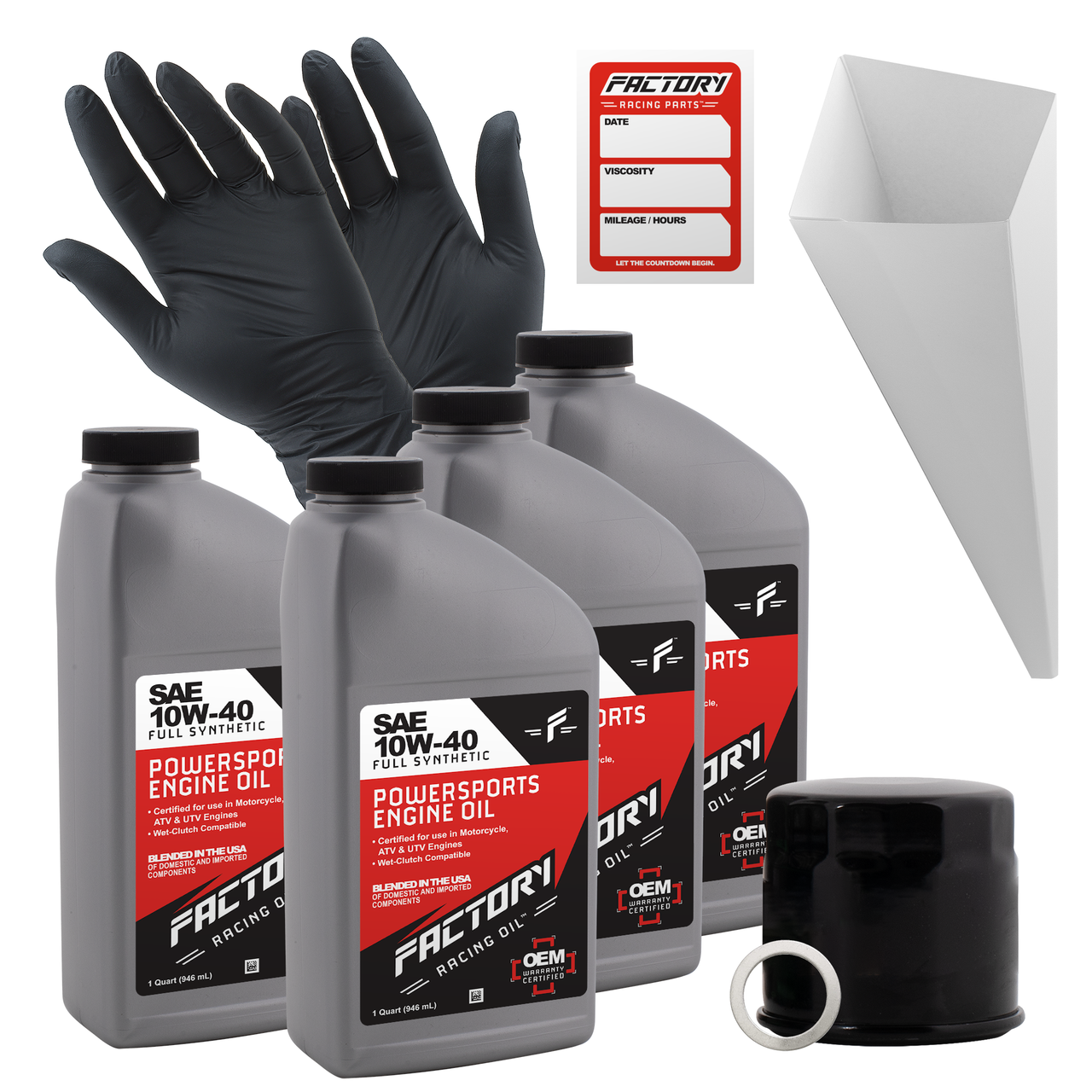 10W-40 Full Synthetic 4 Quart Oil Change Kit For Kawasaki KAF950 Mule 2510/3010/4010
