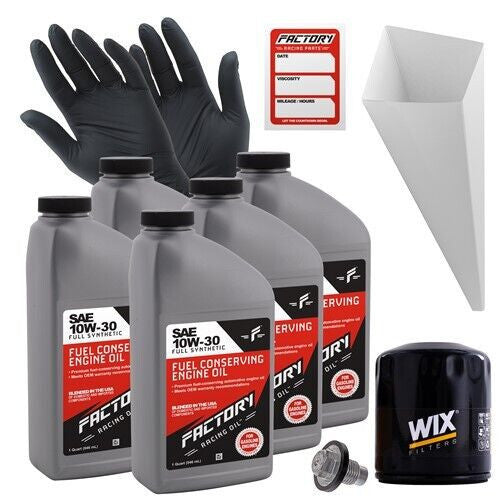 Factory Racing Parts Oil Change Kit Fits Dodge B150 B250 B350 B1500 B2500 B3500 D150 D250 D350 W150 W250 W350 10W-30 Full Synthetic Oil - 5 Quarts