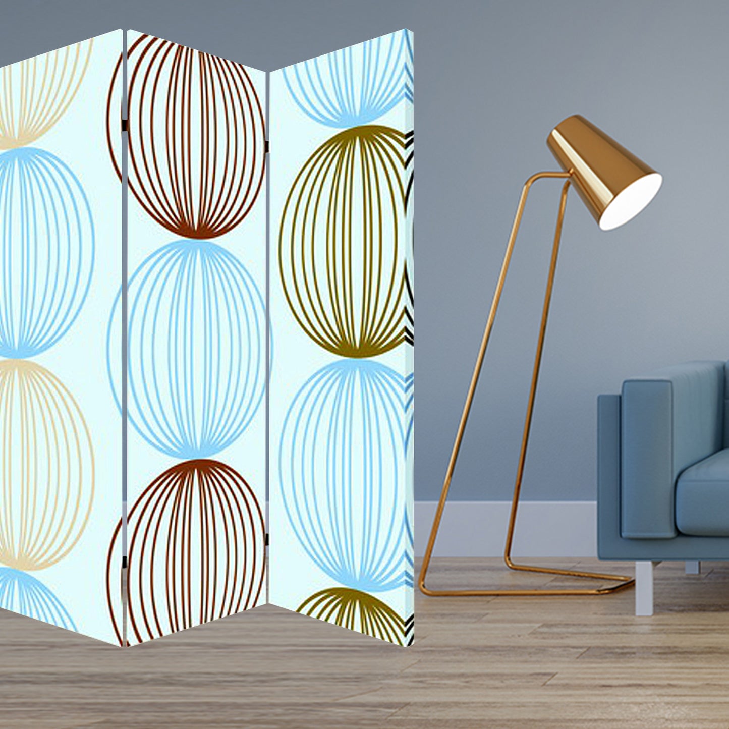 48 X 72 Multi Color Wood Canvas Sphere  Screen-4