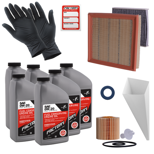 Factory Racing Parts Deluxe Oil Change Kit Compatible with Lexus RX350 (RWD) 3.5L 2016-2021, RX350L 3.5L 2018 0W-20 Full Synthetic - 6 Quarts