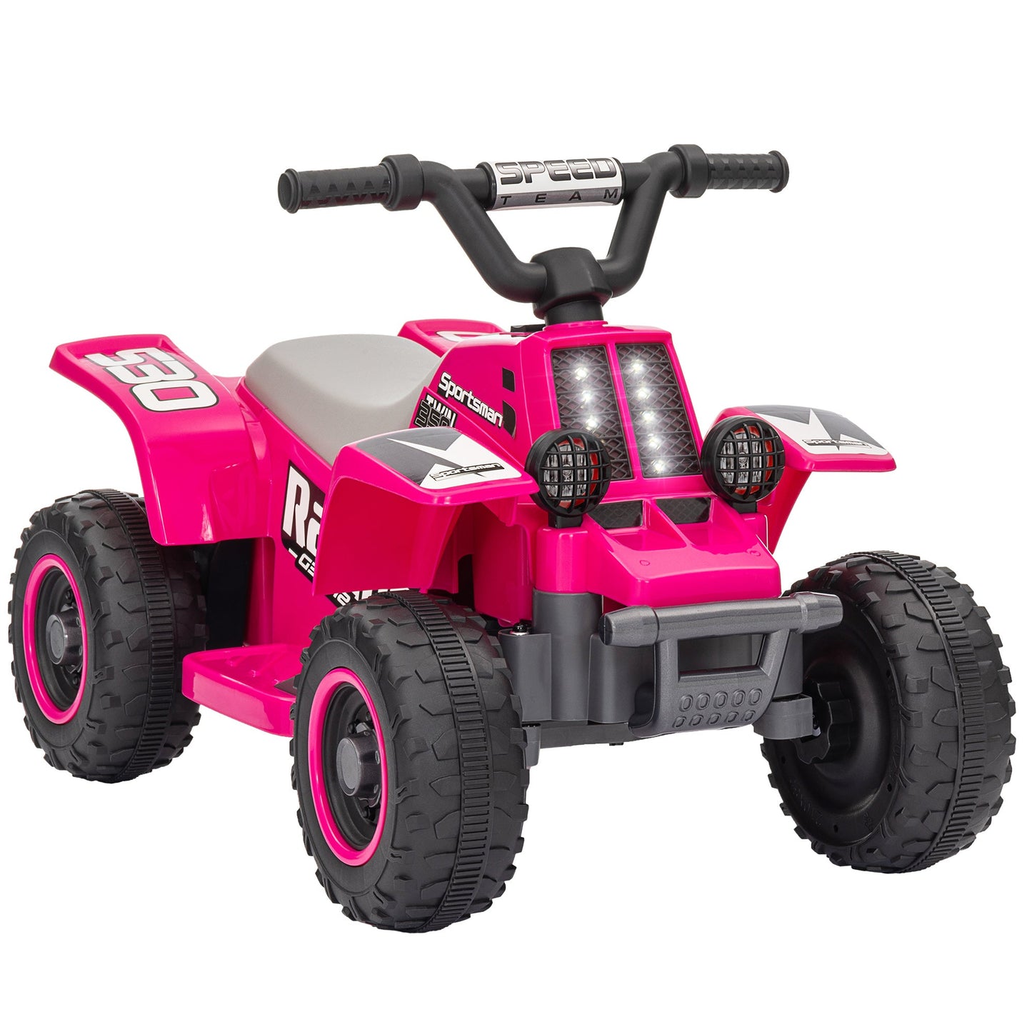PlayPatch™ 6V Electric Quad Bike for Kids, Ride On ATV w/ Forward Backward, Headlights, for 18-36 Months - Pink