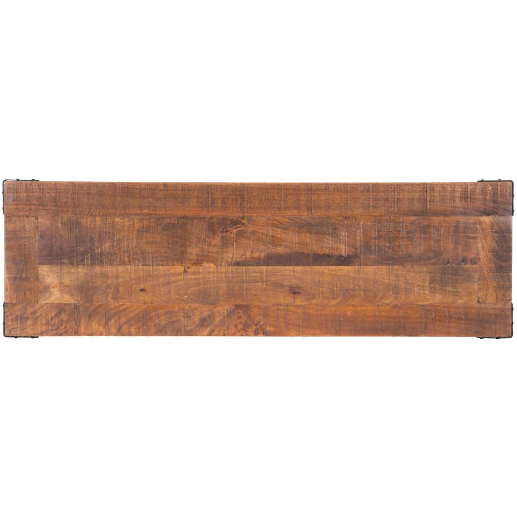 Mod Industrial Rustic Wood Bench-5