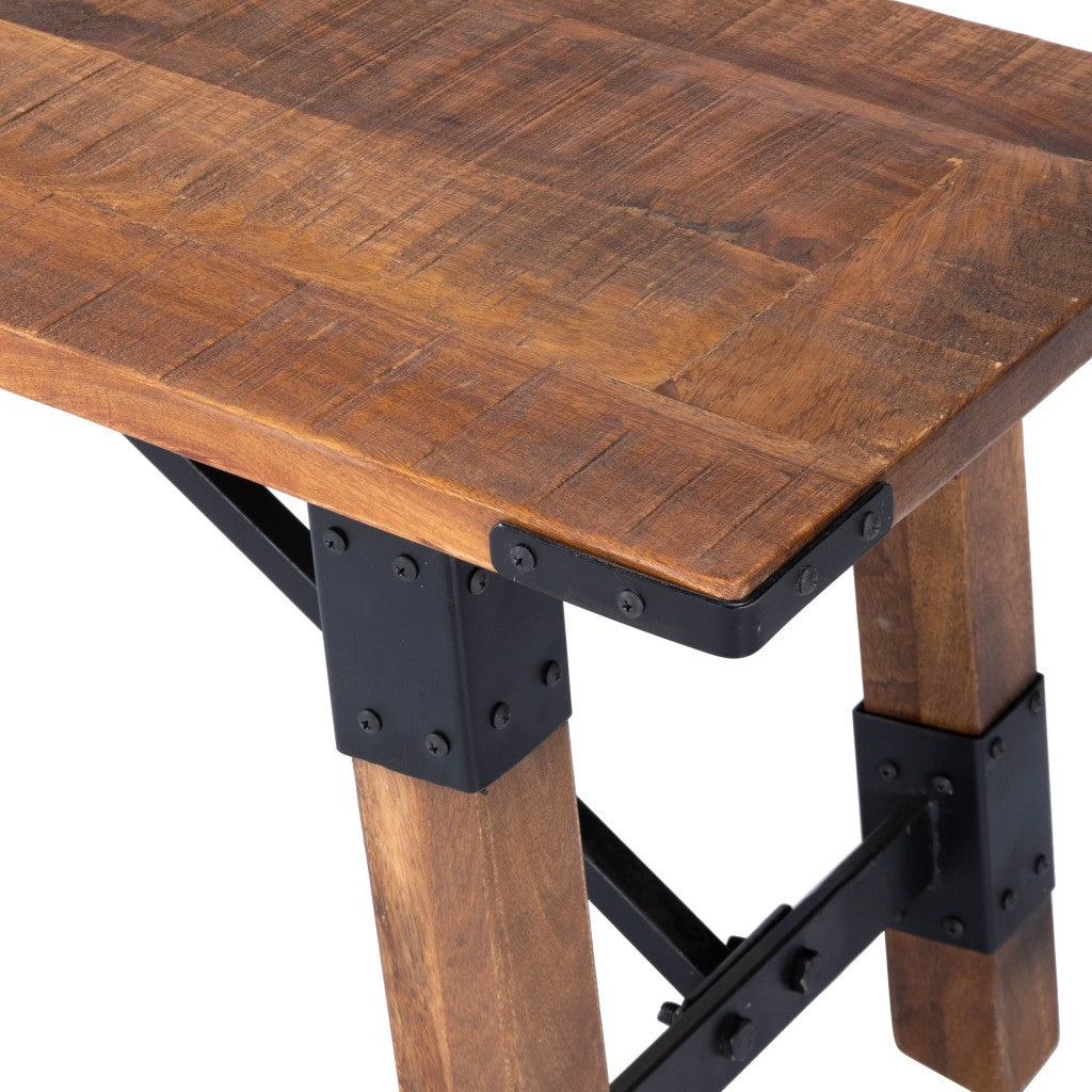 Mod Industrial Rustic Wood Bench-6