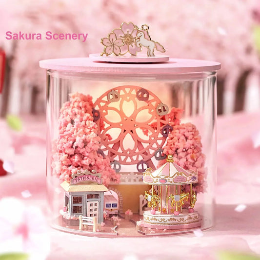 Miniature Wizardi Roombox Kit - Sakura Scenery Dollhouse Kit-0