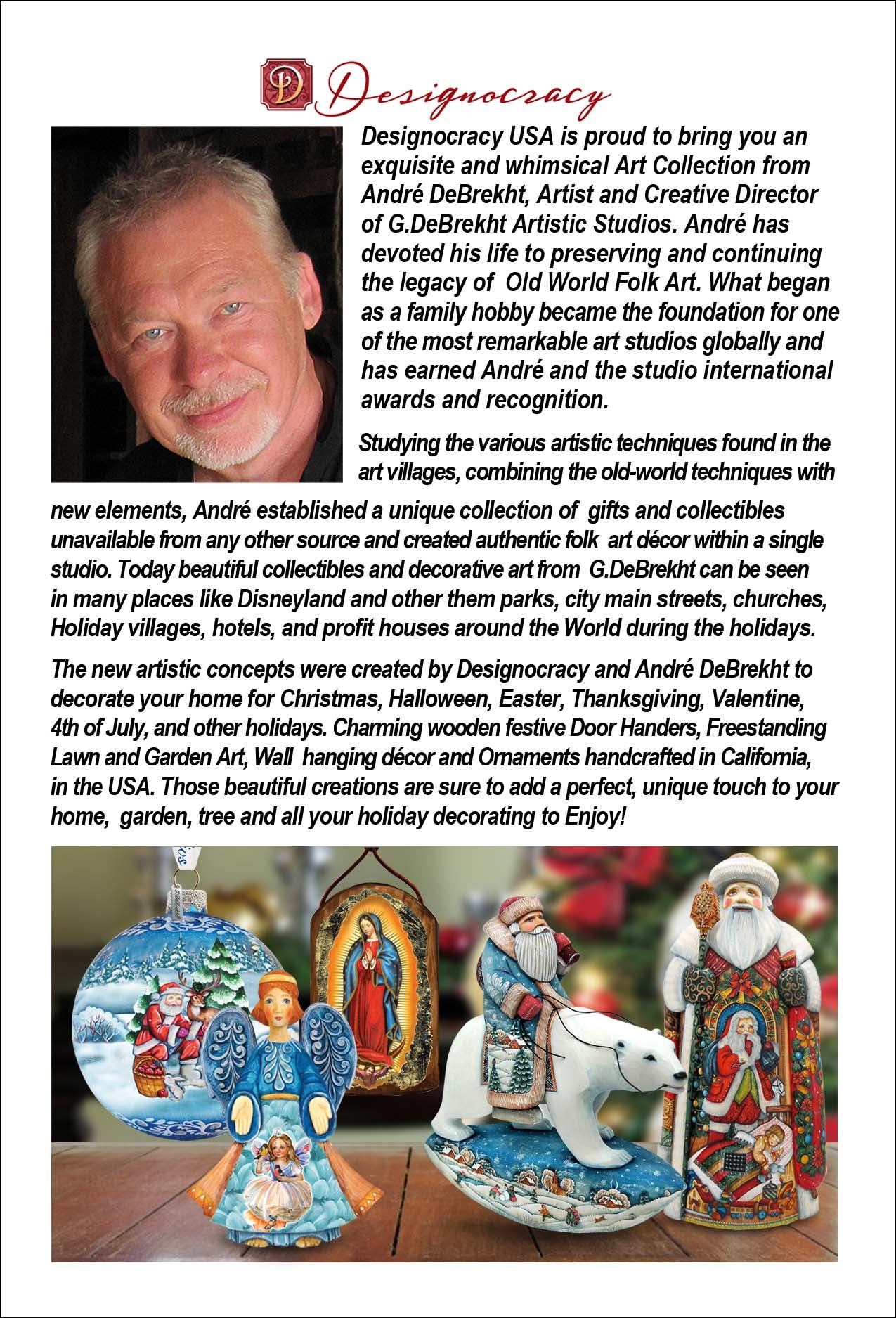 Christmas Carol Santa Handcrafted Christmas Figurine - G. DeBrekht Christmas Santa Snowman Décor - 532322