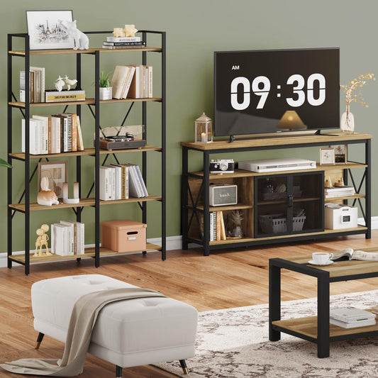 Tall TV Stand for 55-65" TVs, Storage Oak-0