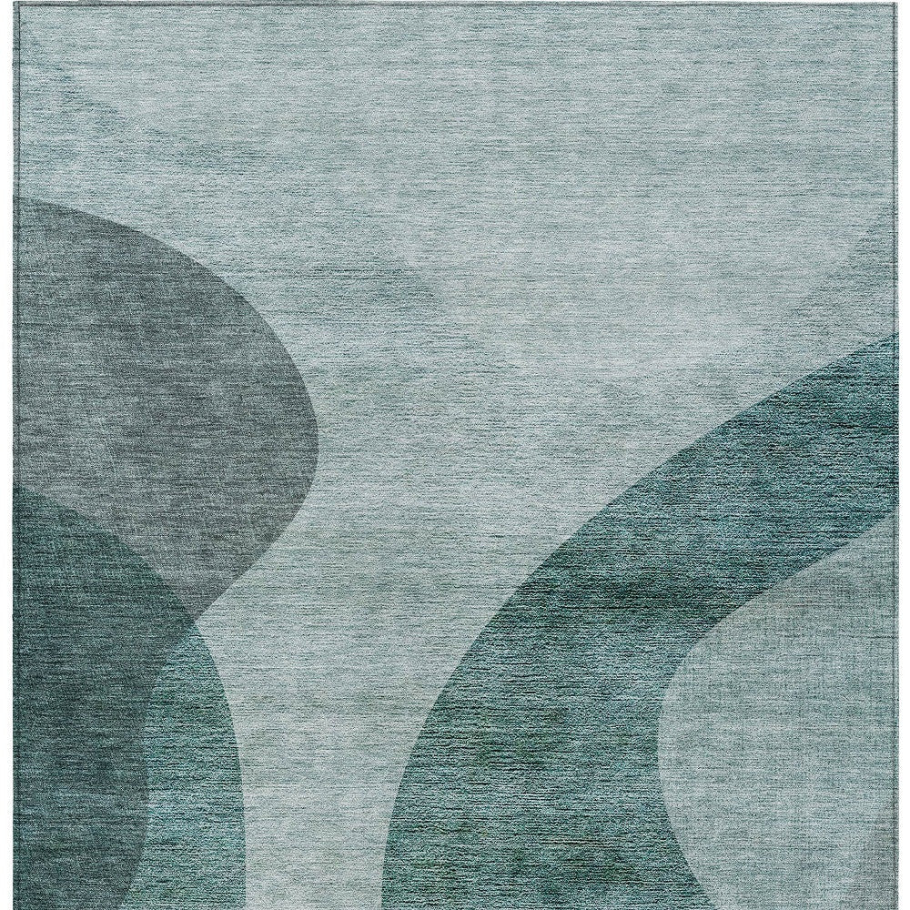 5' X 8' Green And Sage Abstract Washable Indoor Outdoor Area Rug-5