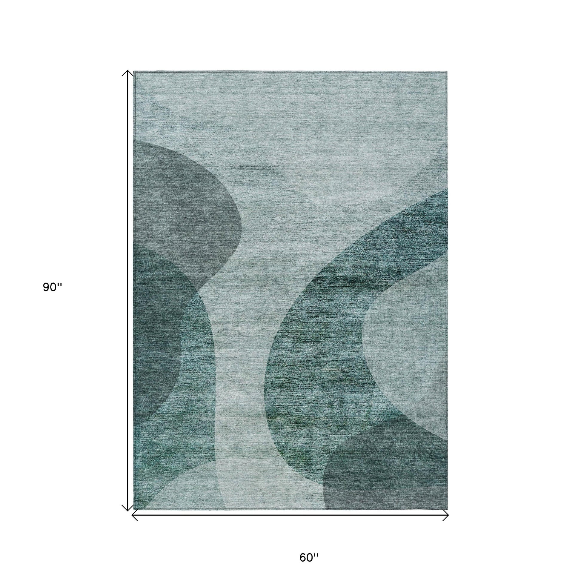 5' X 8' Green And Sage Abstract Washable Indoor Outdoor Area Rug-2