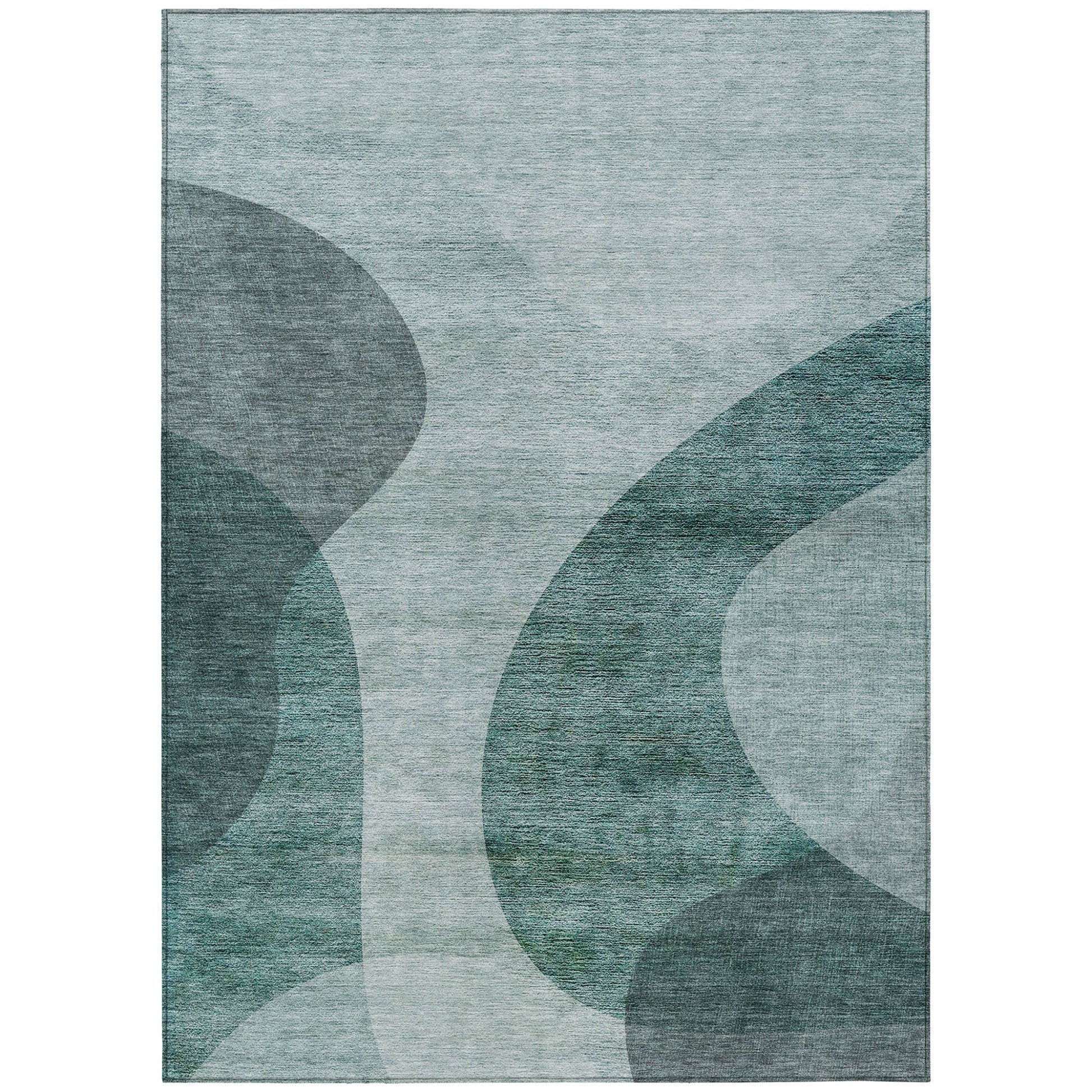 5' X 8' Green And Sage Abstract Washable Indoor Outdoor Area Rug-1