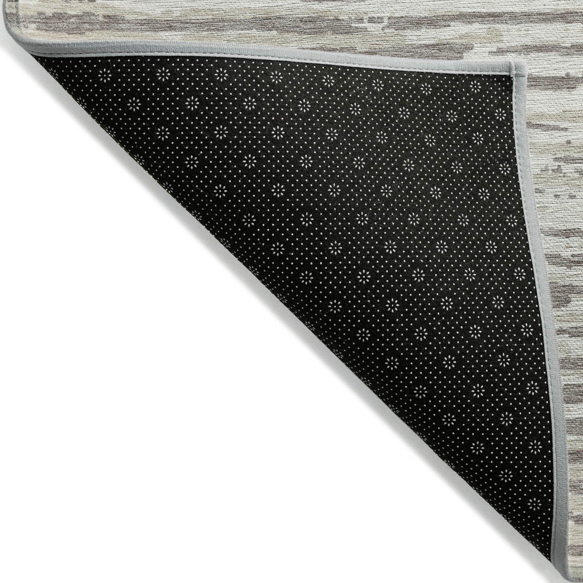 3' X 5' Taupe And Ivory Striped Washable Indoor Outdoor Area Rug-3