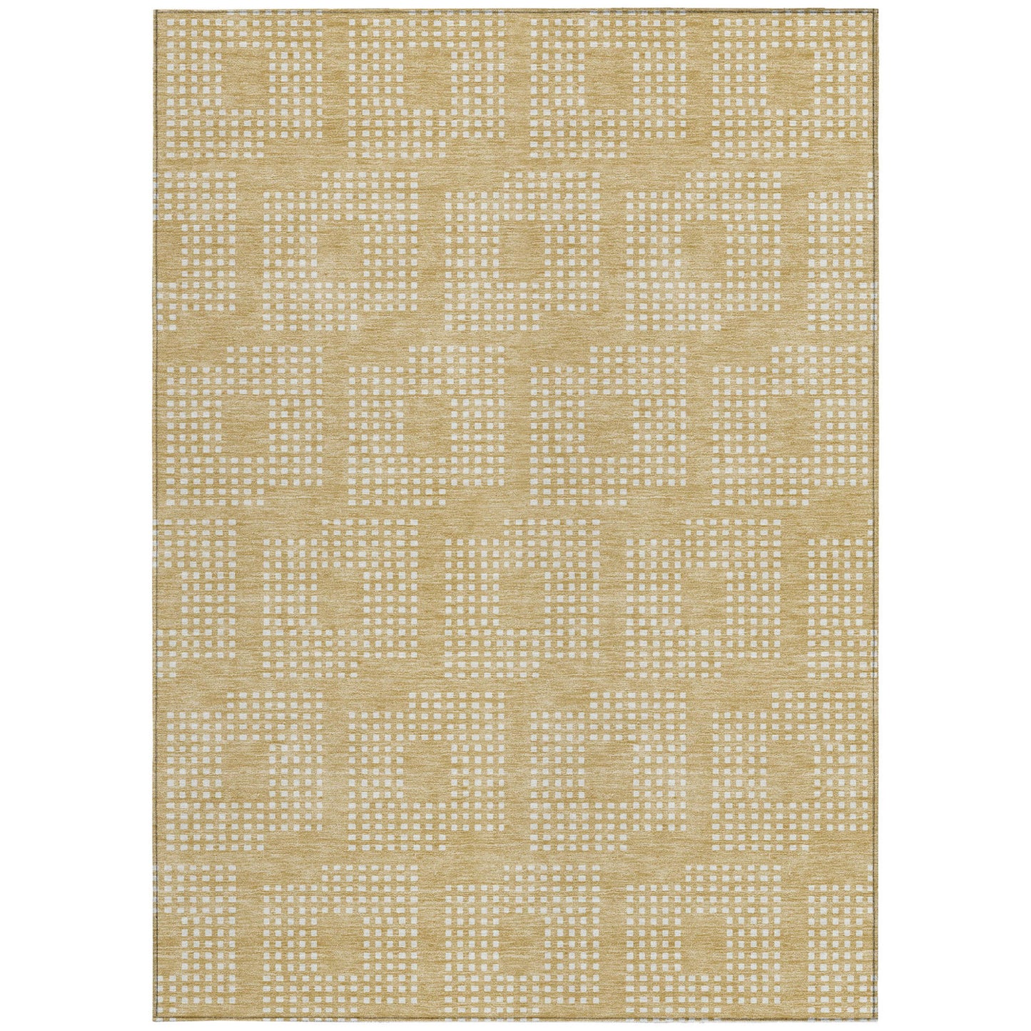 3' X 5' Gold And Ivory Geometric Washable Indoor Outdoor Area Rug-6