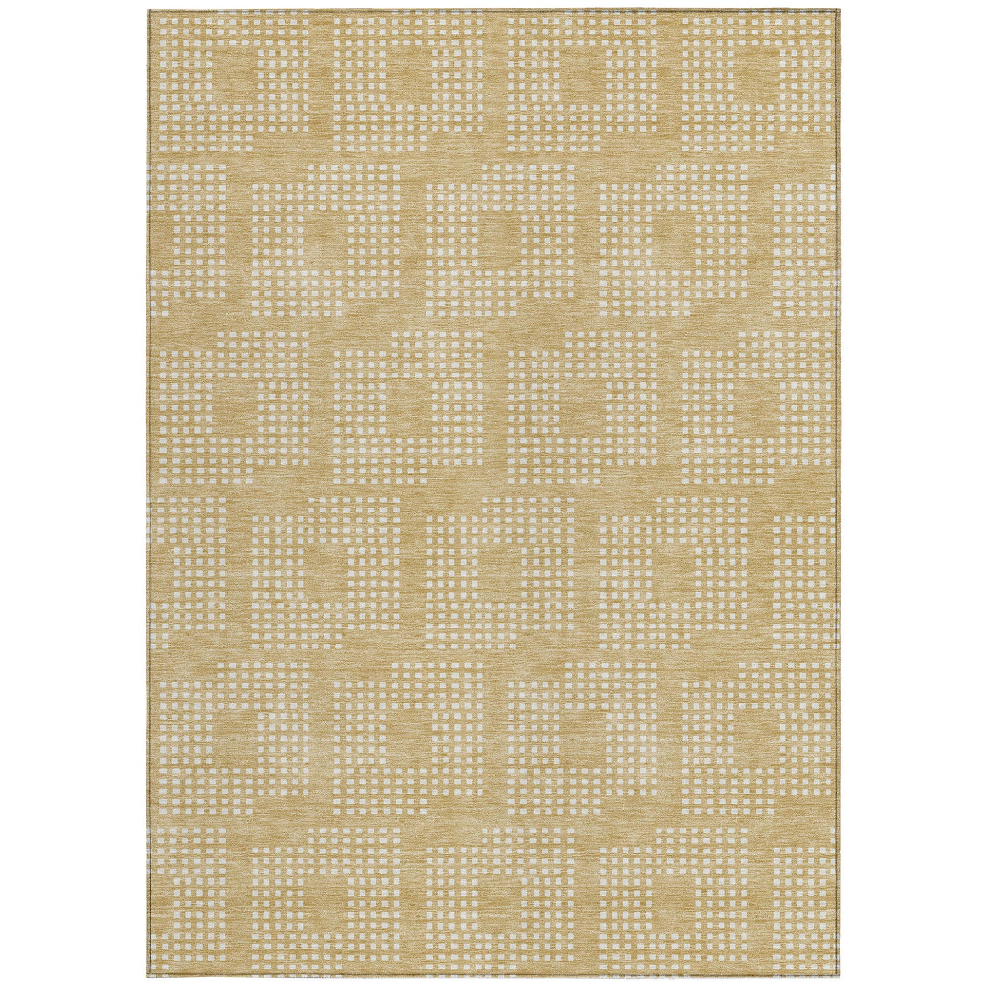 3' X 5' Gold And Ivory Geometric Washable Indoor Outdoor Area Rug-6