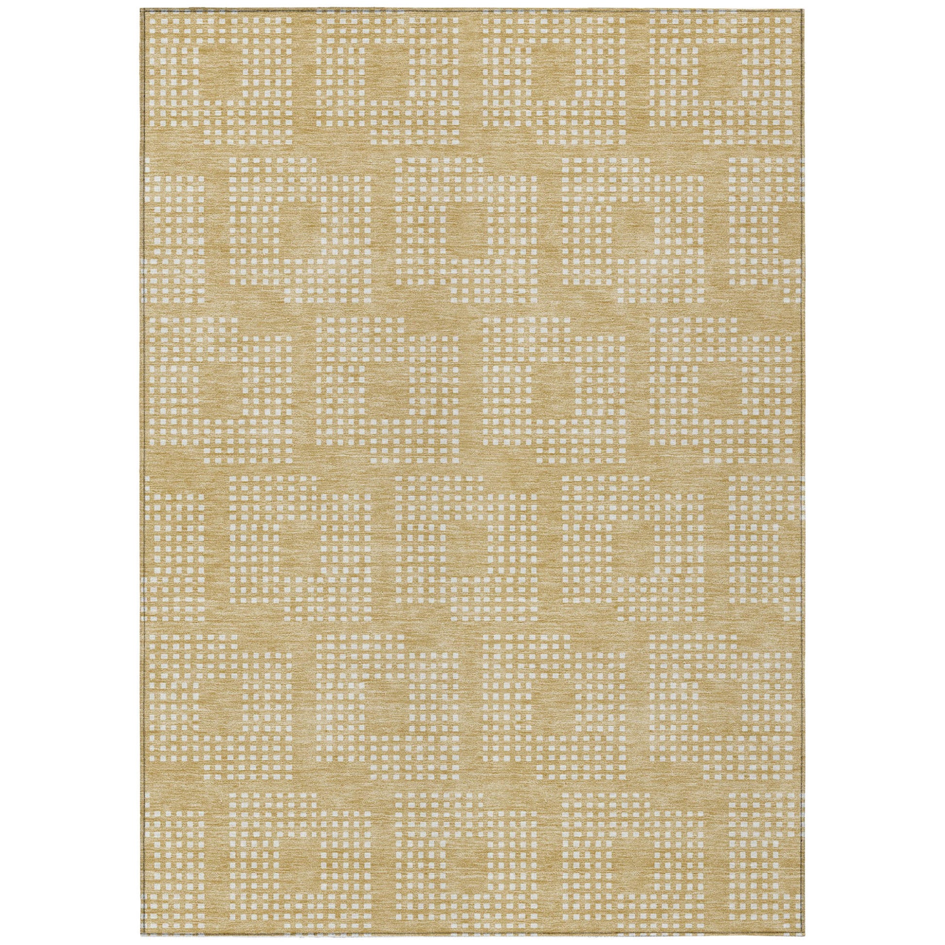 3' X 5' Gold And Ivory Geometric Washable Indoor Outdoor Area Rug-1