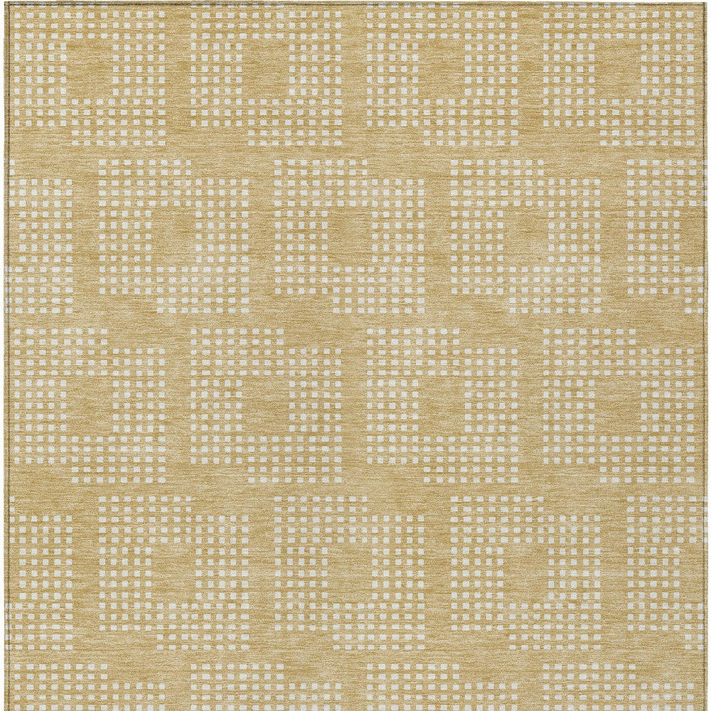 3' X 5' Gold And Ivory Geometric Washable Indoor Outdoor Area Rug-5