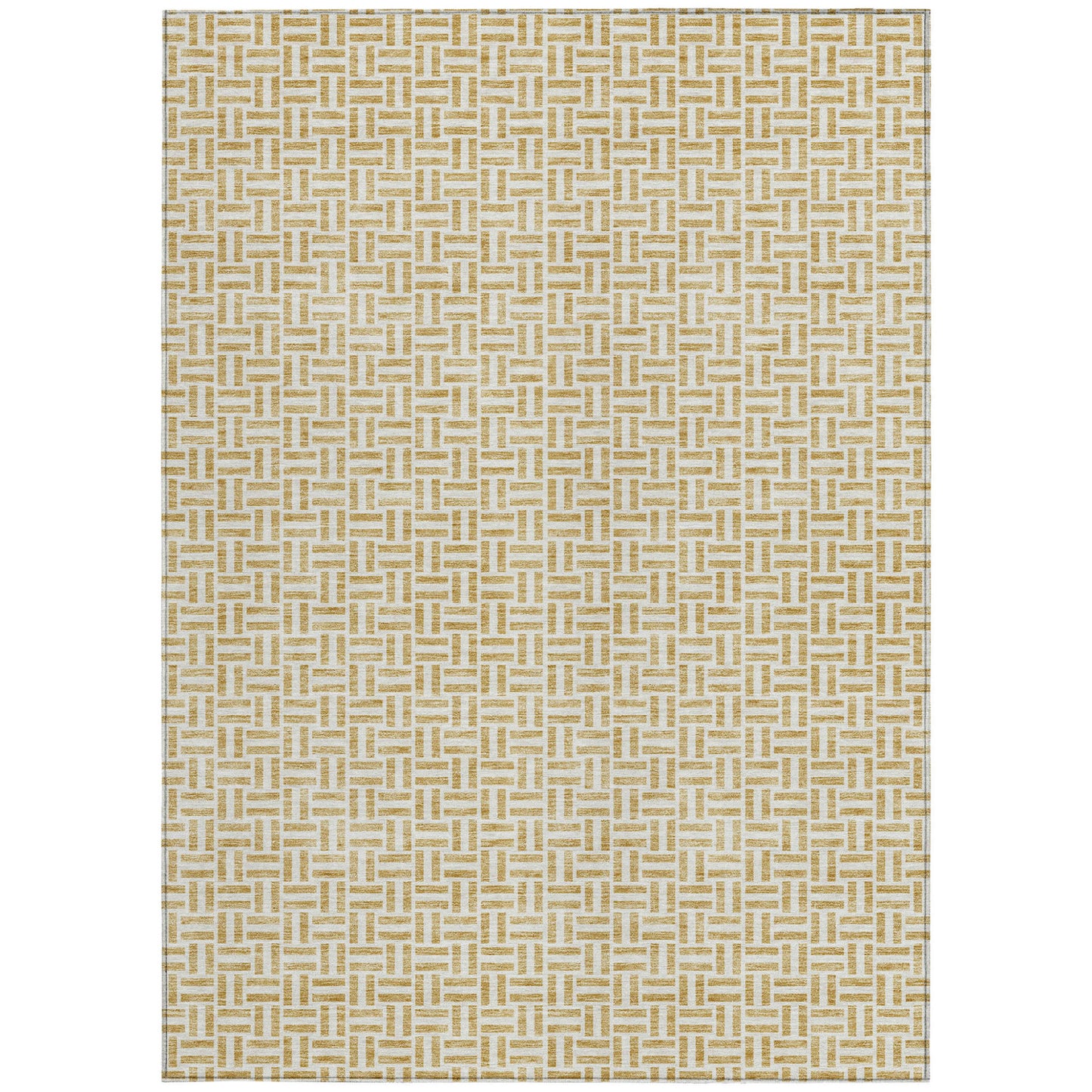 9' X 12' Gold And Ivory Geometric Washable Indoor Outdoor Area Rug-7