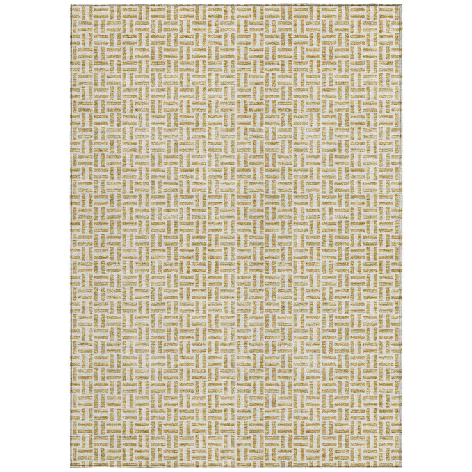 9' X 12' Gold And Ivory Geometric Washable Indoor Outdoor Area Rug-7