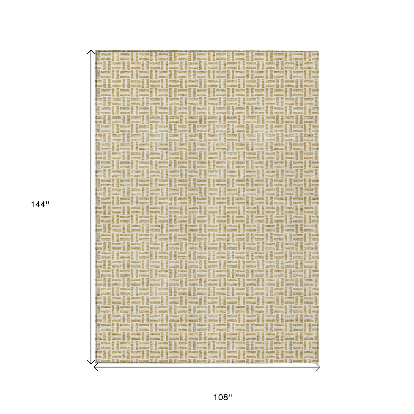 9' X 12' Gold And Ivory Geometric Washable Indoor Outdoor Area Rug-2