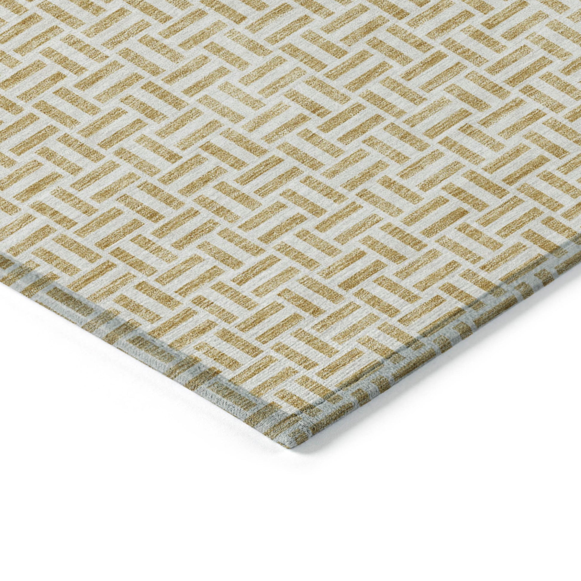 9' X 12' Gold And Ivory Geometric Washable Indoor Outdoor Area Rug-4