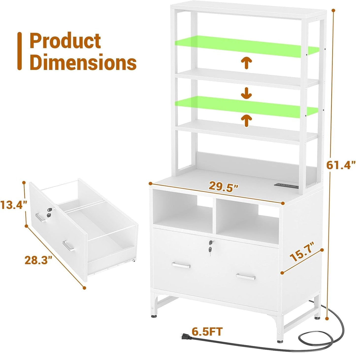 Printer Stand File Cabinet Lock White Office