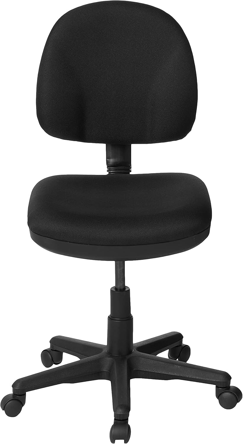 Office Star Pneumatic Sculptured Office Task Chair with Thick Padded Seat and Built-In Lumbar Support, Black